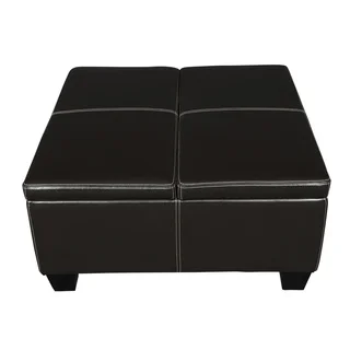 Porter Jenson Dual Lift Top Storage Ottoman with Contrast Stitching