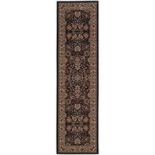 Updated Old World Persian Flair Black/ Ivory Rug (2'7 x 9'4)