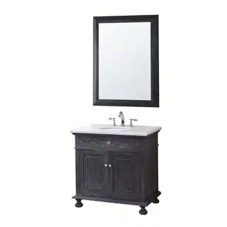 Crawford & Burke Lincoln Vanity Base with Stone Top, Sink and Mirror