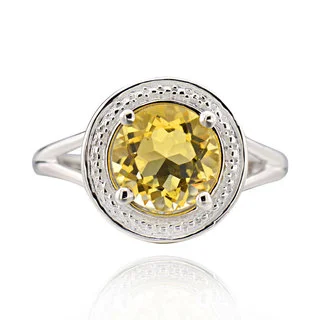 Sterling Silver Round Citrine Ring (China)