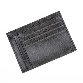 Royce Leather RFID Blocking Slim Card Case Wallet in Saffiano Leather Black