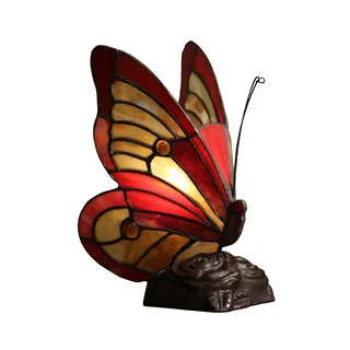 Everly 1-light Tiffany-style Red Butterfly 10-inch Accent Lamp