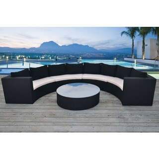 Solis Avalon Sectional Outdoor Deep Seated Black 5-piece Wicker Rattan Patio Set