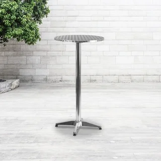 25.5-inch Round Aluminum Indoor/ Outdoor Folding Bar Height Table with Base