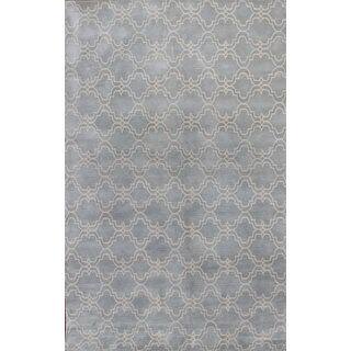 ABC Accents Scroll Tile Porcelain Blue Wool Rug