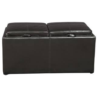 Porter Baxby Brown Storage Ottoman with Flip Top Trays and Hidden Ottomans