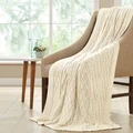 100-percent Cotton Oversized Cable Diamond Knit Throw