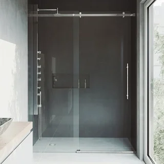 VIGO Luca 60-inch Frameless Shower Door with Clear Glass and Stainless Steel Hardware