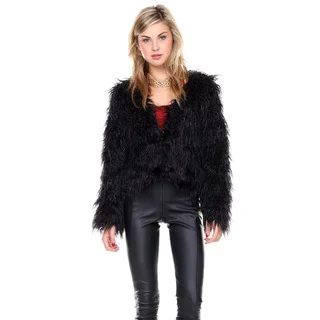Stanzino Women's Long Sleeve Faux Fur Coat Jacket