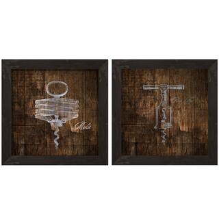 INSPIRE Q Cork Screw Silk Screen on Glass Shadow Box Wall Art (Set of 2)