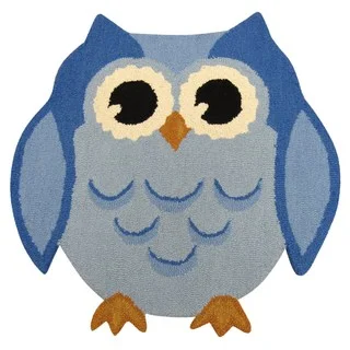 Hootie Patootie Owl RugBlue (3' x 3')