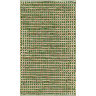 Hand-woven Renato Green Cotton and Jute Rug (1'8 x 5'0)