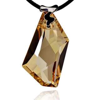 Sterling Silver Genuine Crystal Necklace with 20-inch Leather Cord (China)