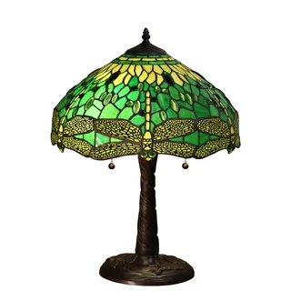 Magnus 2-light Green Dragonfly Tiffany-style 16-inch Table Lamp