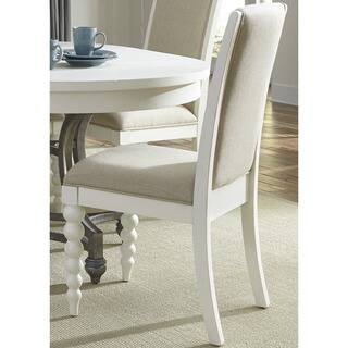 Cottage Harbor White and Linen Upholstered Side Chair