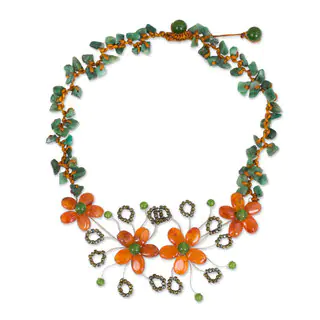 Stainless Steel 'Sunset Bloom' Multi-gemstone Necklace (Thailand)