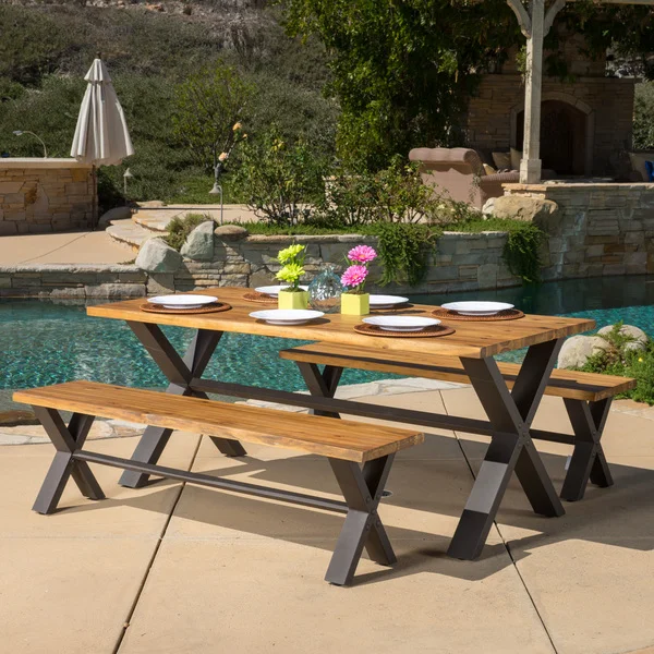 Sanibel Outdoor 3-piece Acacia Wood Dining Set by Christopher Knight Home
