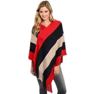 Shop the Trends Women's Thick Ribbed Knit Pullover Poncho
