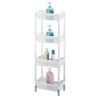 White Plastic 4-tiered Storage Basket Shelves