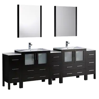 Fresca Torino 96-inch Espresso Modern Double Sink Bathroom Vanity with 3 Side Cabinets and Integrated Sinks