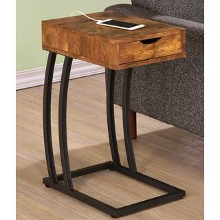 Antique Storage Drawer Snack Accent Table with Power Strip