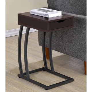 Cappuccino Storage Drawer Snack Accent Table with Power Strip