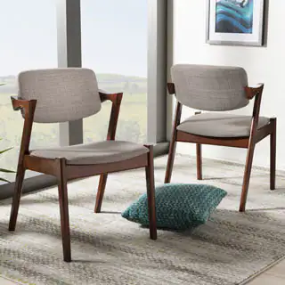 Baxton Studio Elegant Mid-Century Modern Upholstered 2-piece Dining Armchair Set