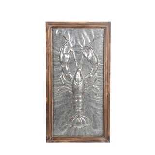 Privilege Wood Framed Metal Lobster Wall Decor