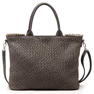 Pink Haley Nicola Faux Leather Basket Woven Tote