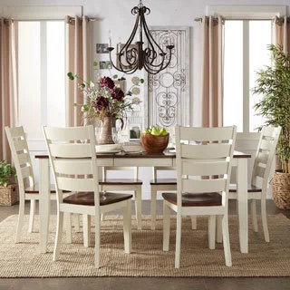 TRIBECCA HOME Eli Rustic Two-tone Mission Ladder Back Extending Dining Set