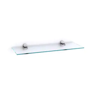 Clear Glass Floating Shelves with Chrome Brackets (Set of 2)
