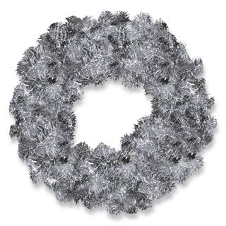 Silver 24-inch Tinsel Wreath