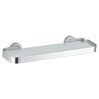 Cortesi Home Milo Contemporary Stainless Steel Glass Vanity Shelf, Chrome