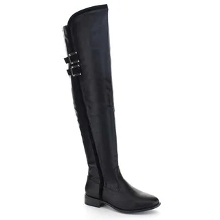 Beston Ba27 Women's Trim and Double Strap Hardware Trendy Over-the-knee Boots