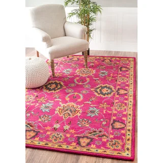 nuLOOM Handmade Overdyed Persian Wool Pink Rug (7'6 x 9'6)