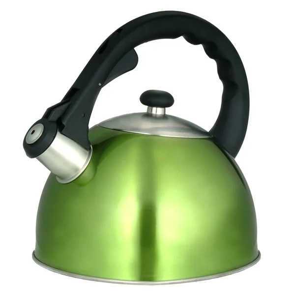 Creative Home Satin Splendor 2.8 Quart Stainless Steel Whistling Tea Kettle with Aluminum Capsulated Bottom, Metallic Chartreuse