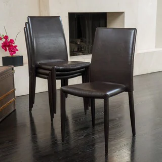 Christopher Knight Home Comstock Bonded Leather Stackable Dining Chair (Set of 4)