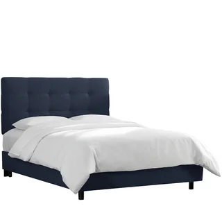 Skyline Furniture Tufted Bed in Linen Navy