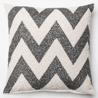 Beaded Sequin Charcoal/ White Chevron Down Feather or Polyester Filled 18-inch Throw Pillow or Pillow Cover