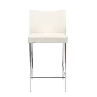 Riley White Counter Stool with Chrome Legs (Set of 2)