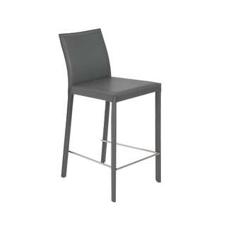Hasina-c Grey/ Stainless Steel Counter Stools (Set of 2)