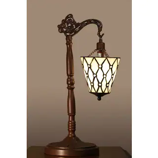 Natalya 1-light Off-white Tiffany-style Jeweled Table Lamp