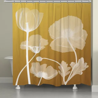 Laural Home X-Ray Yellow Floral Shower Curtain 71x74