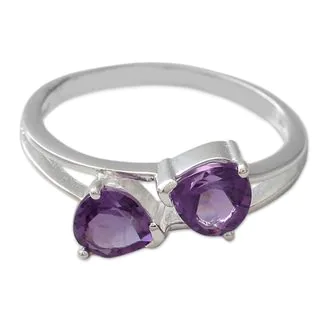 Handcrafted Sterling Silver 'Encounters' Amethyst Ring (India)
