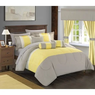 Chic Home 20-piece Whitehall Complete Bed-in-a-Bag Yellow Comforter Set with Window Treatment