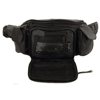 Extra Large Size Leather Waist Hip Lumbar Fanny Pack With Multiple Pockets and Smartphone Size Compartments