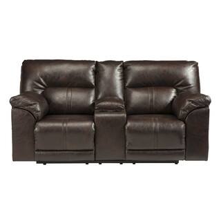 Signature Design by Ashley Barrettsville Durablend Chocolate Double Recliner Loveseat with Console