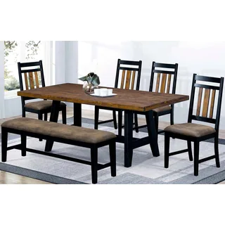 Monica Country Style Plank Design Two-tone Dining Set
