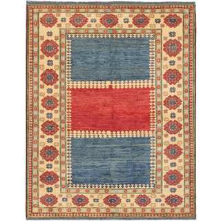 ecarpetgallery Finest Gazni Blue/ Red Wool Rug (7' x 8')