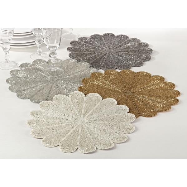 Flower Design Beaded Placemat (Set of 4)